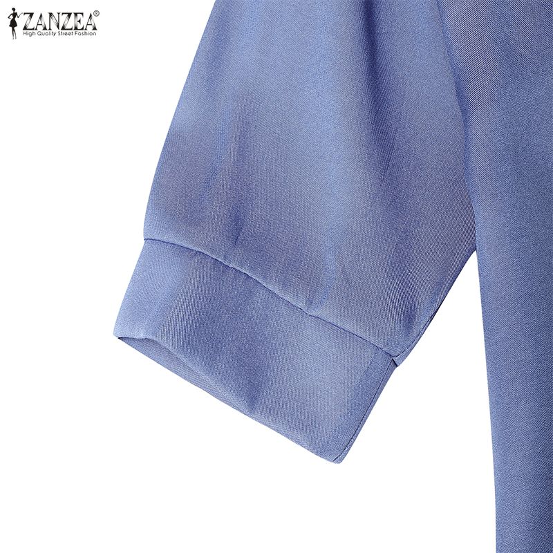 ZANZEA Abito Chemisier Casual Lento da Donna con Collo a Revers e Maniche a 3/4