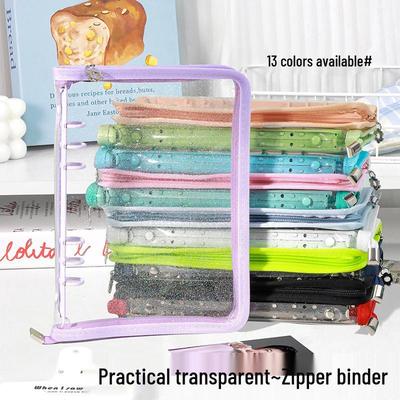 Caiet Planificator cu Inele A5 din PVC Transparent, Album Foto cu 6 Găuri și Copertă Detașabilă (Compatibil A6)