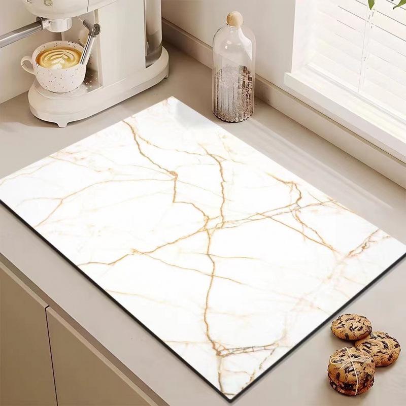 Marble Draining Mat: Diatomaceous Earth, Non-slip, Water Absorbent Kitchen & Dining Surface Mat