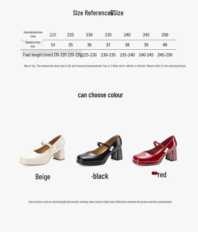 ZHR Elegant Sheepskin Mary Jane Chunky Heel Pumps