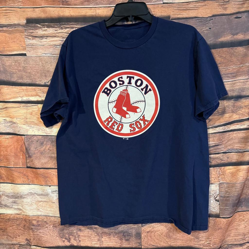 Fanatics Uomo Taglia L Blu Navy Boston Red Sox MLB Grafica Cotone Maglietta Unisex
