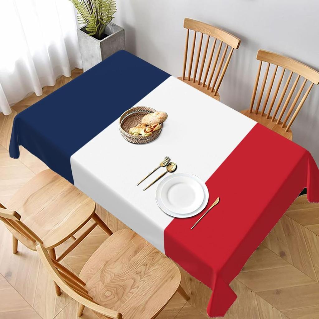 Red White Blue Stripes France Flag Rectangle Tablecloth for Table Decor Reusable Kitchen Dining Tablecloth Patriotic Party Decor