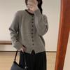 Single-breasted Knitted Sweater for Women Korean-style Round-neck Sweater Loose and Fashionable Long-sleeved Pullover for Women In Autumn and Winter