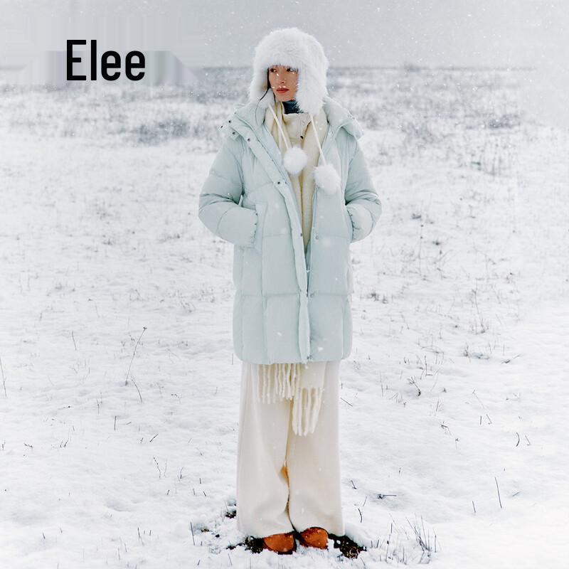 Eleyn Women's Soft Puffy Hooded Mid-Length Down Jacket