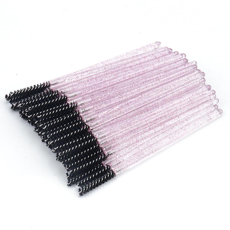 50-Pack Crystal Rod Eyelash Brushes & Curler Kit: Straight Head Brush, Spiral Tool & Eyebrow Comb