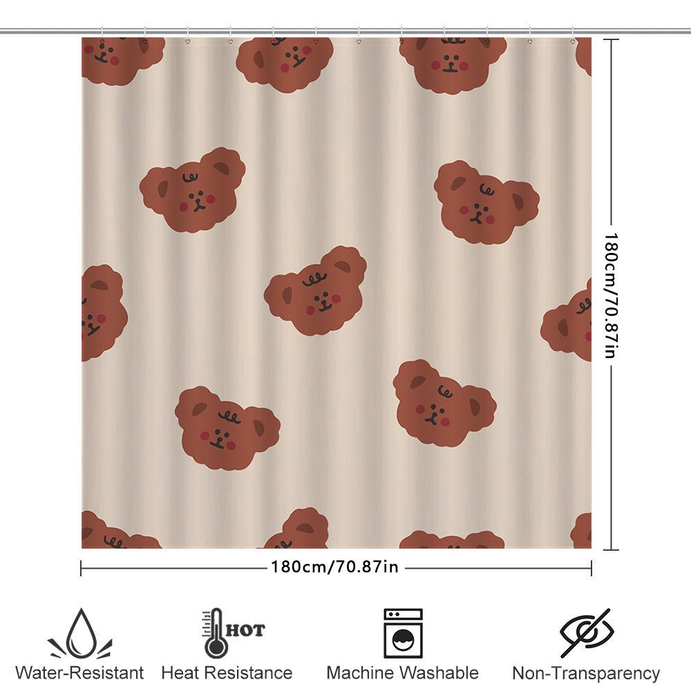 Creative Cartoon Animal Shower Curtain Home Decor Waterproof Fabric Bathroom Decoration For Kids Bathrooms Brown Bears Printed (