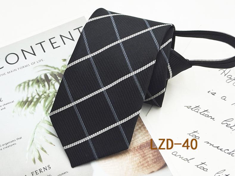 Men's Easy-Pull Knot-Free 8cm Striped Black Zipper Tie