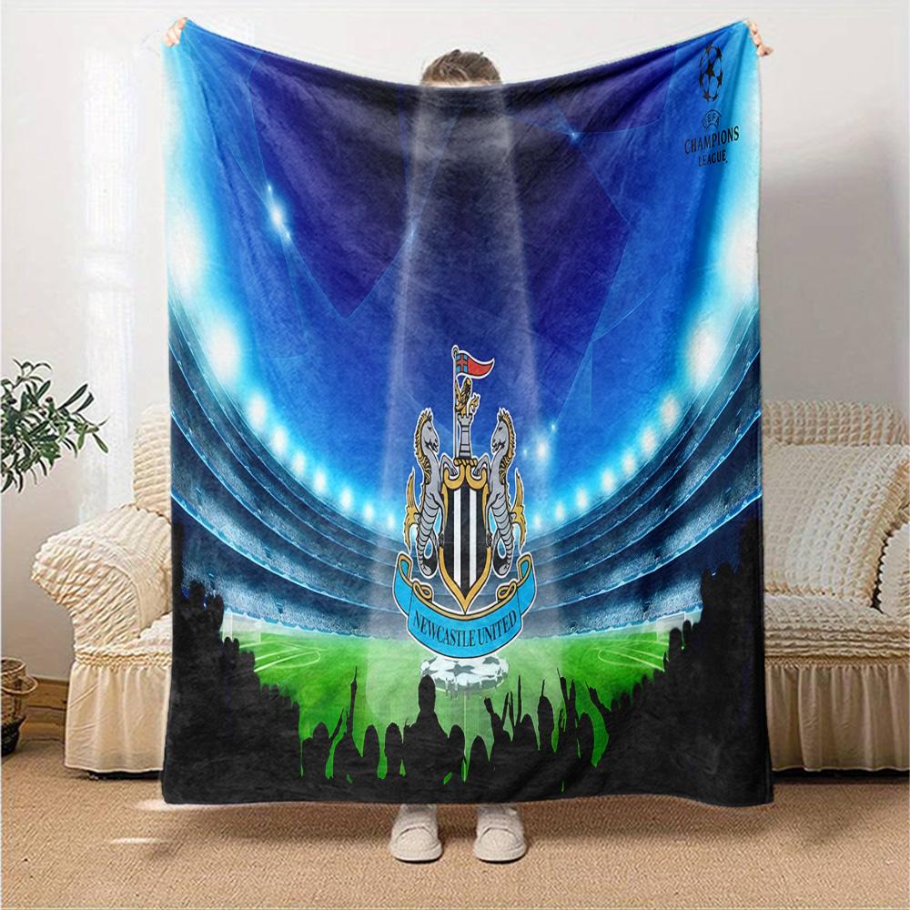 Dynamic Newcastle Football  Flannel Blanket, Soft Polyester, Modern Design, All-Season for Camping, Travel, Gifts for Holidays or Birthdays