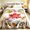 Autumn Harvest Theme Soft Blanket Personalized Custom Name Text Print Warm Blanket Home Sofa Bedroom Decor