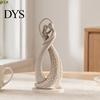 Home Decoration Ornament Abstract Couple Sculpture Ornament, Resin Sandstone Style Statue, Romantic Embracing Statue for Valentine Figure Living Room