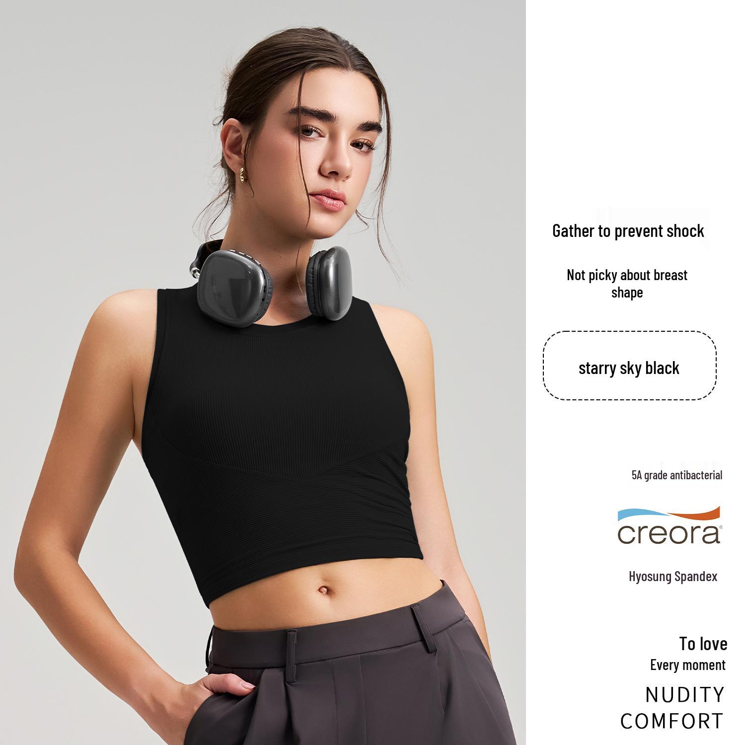 Тщательно отобранный женский спортивный бюстгальтер в рубчик с открытой спиной, быстросохнущий Medium