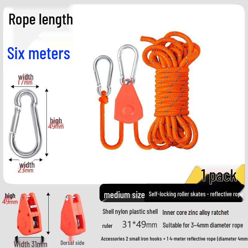 ZISIZ Camping Tent Guy Rope with Pulley Adjuster