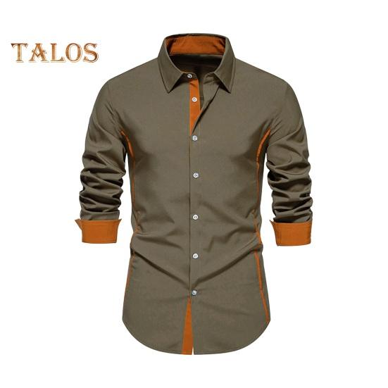 

Осенняя мужская рубашка с отложным воротником, пуговицами, длинными рукавами, однотонная, облегающая, средней длины, повседневная, официальная, деловая, для поездок на работу L армия зеленый