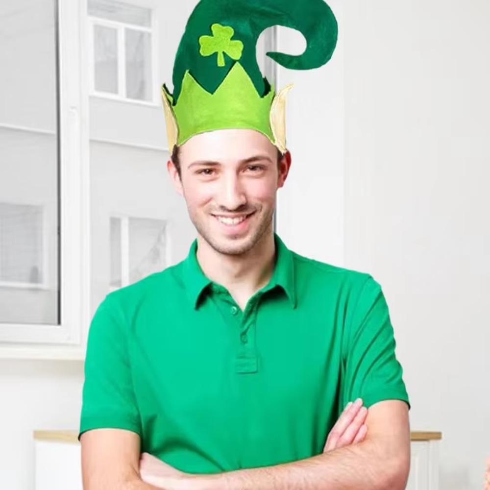 Print Shamrock Elves Hat Green Lucky Clover Hat New St. Patrick's Day Hat  Adults Kids