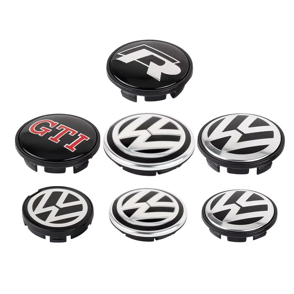 2026 Hot 4PCS 55 65mm car wheel hub center cap badge hub cap suitable for Volkswagen Golf Sharan Passat Tiguan VW R GTI tire Accessories