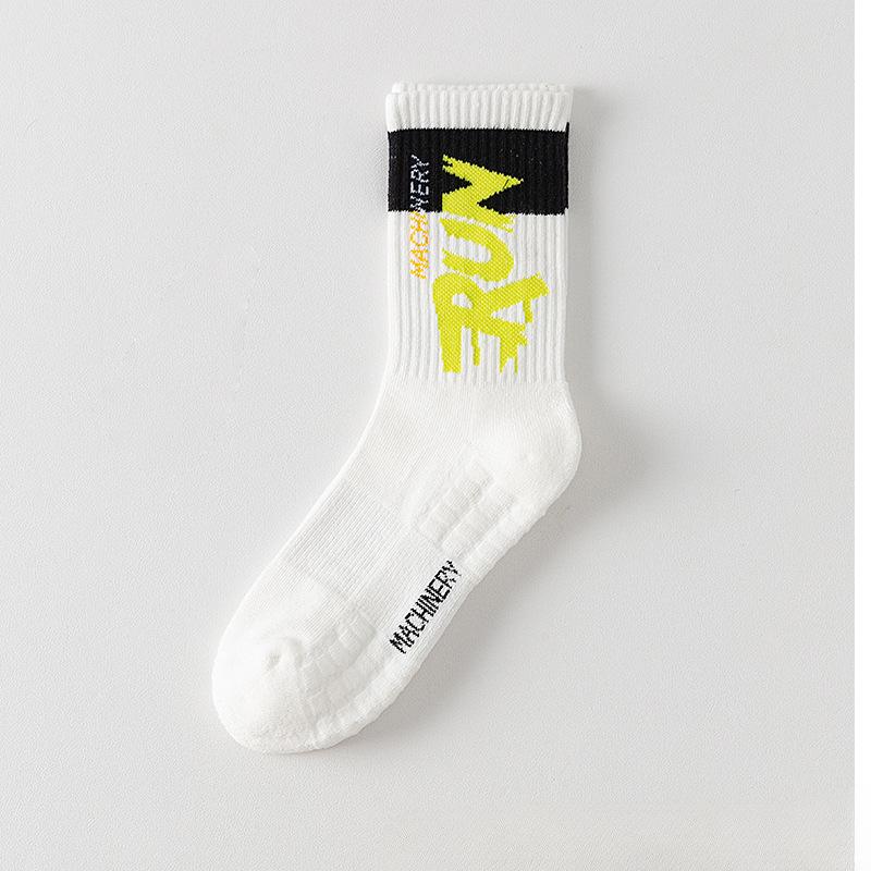 5 par Herrstrumpor för Vår och Höst, Ren Bomull, Svettabsorberande Frottébotten, Basketkorgsstrumpor