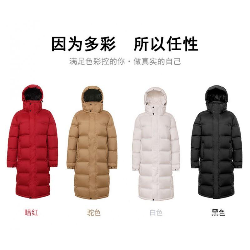 Womens Long Down Coat With Hood Mid-Length To Knee Thick White Goose Fill 81-85% Content Removable S-3XL