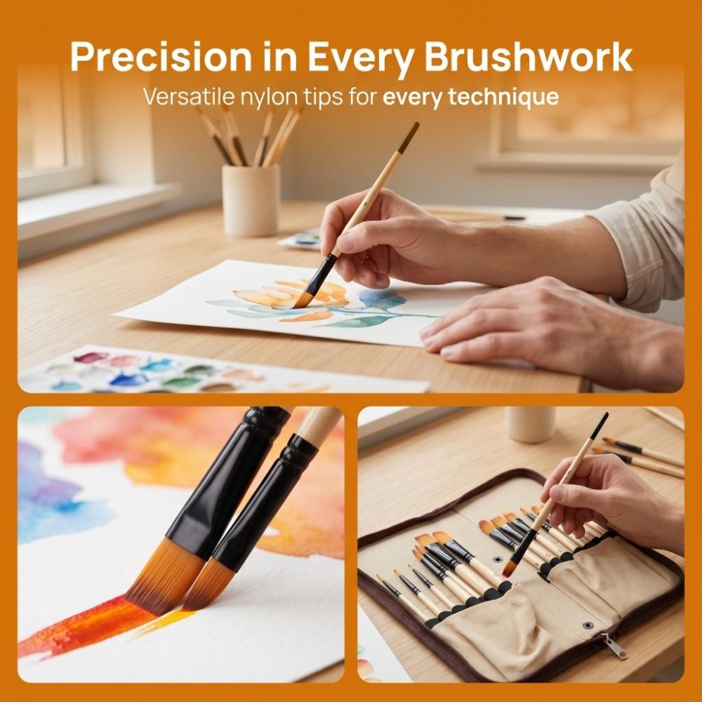 14PCS solid connecting fittings multi-tip nylon brush set acrylic artwork making