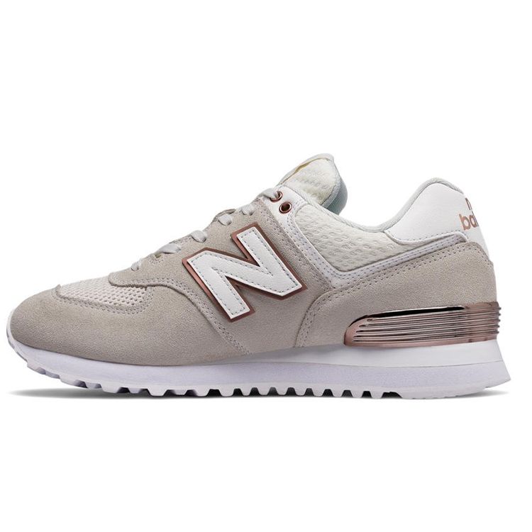 New Balance Nb 574 Retro Suede Mesh Fabric Synthetic Leather Low Top Casual Running Shoes Women Sneaker Light-Gray WL574FSA