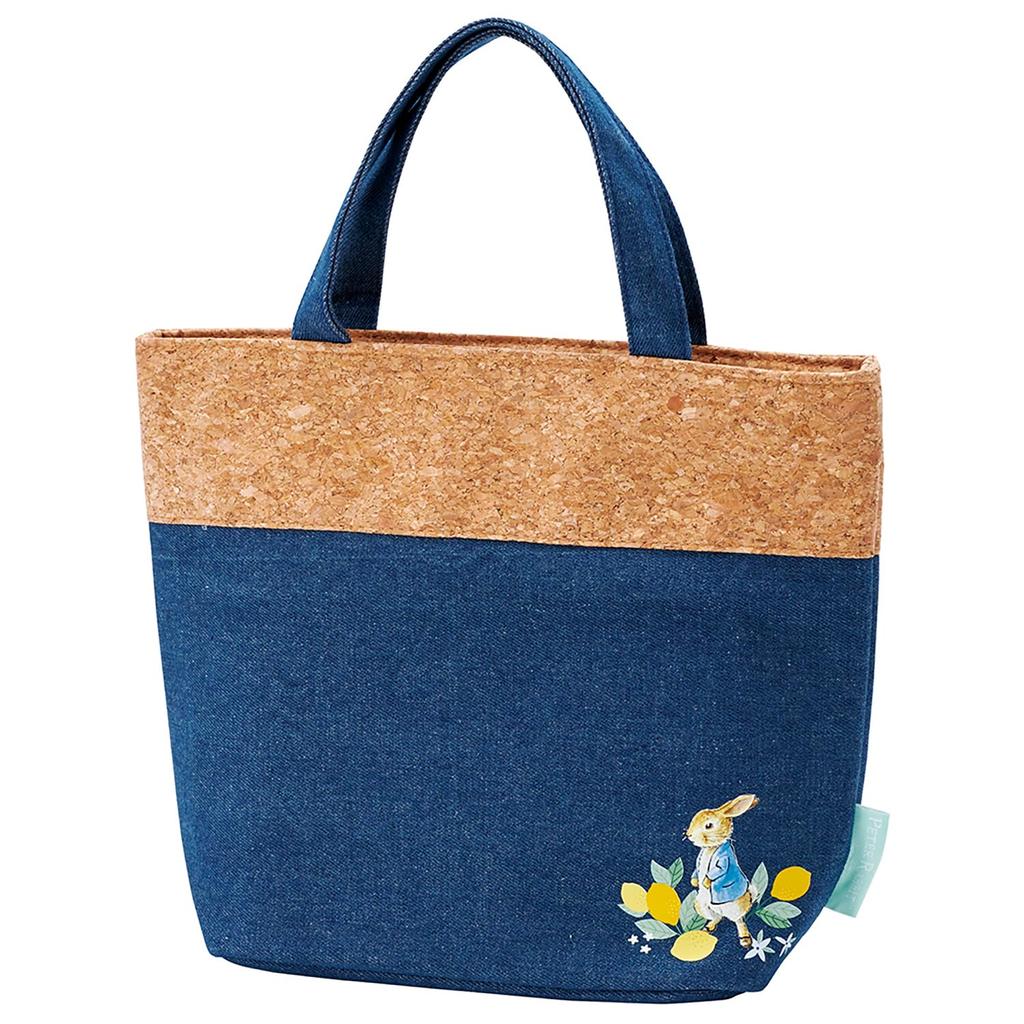Skater Insulated Tote Lunch Cork and Peter Bag, Denim, Rabbit, Citron, KBCO2-A