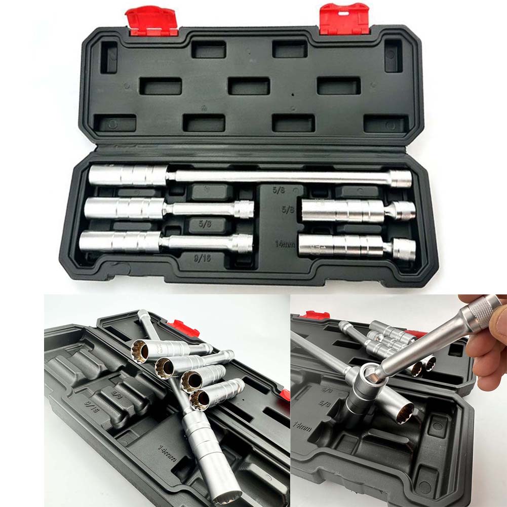 1PCS Magnetic Swivel SparkPlug Socket Set Thin Wall And Extension Socket Wrench Kit For Automotive Motorcycle Repair