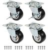 Set Of 4 1"/1.25"/2" 360 Degrees Swivel Castor PVC Furniture Casters Wear Resistant Mute Universal Heavy Trolley Wheels