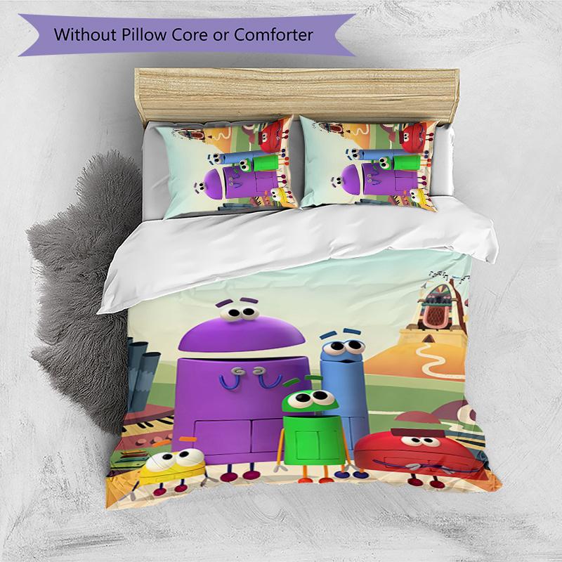 Ask the StoryBots 3pcs Bedding Set Duvet Cover Closure Includes 1 Duvet Cover & 2 Pillowcases for All Seasons Bedroom Home Dorm Decor
