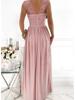 V Neck Lace Solid Color Dress Waist Hugging Overlapping  Elegant Pleated Dress for Women Sleeveless Loose Dresses Causal Dress