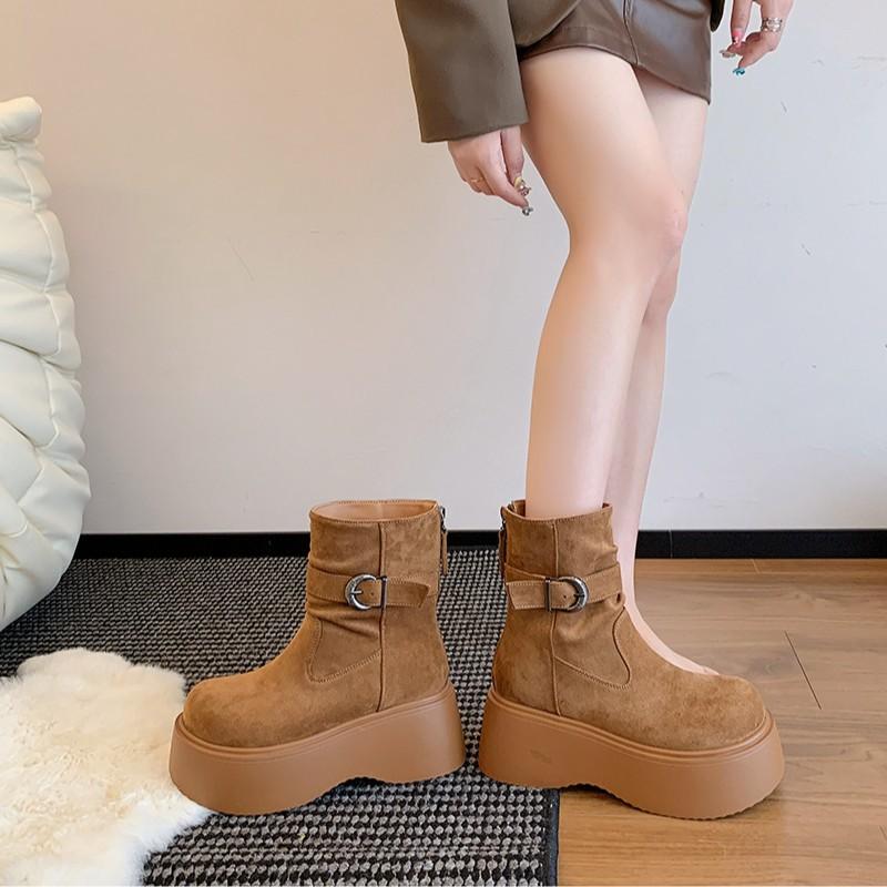 Two wear 2025 autumn and winter retro women's pile boots long knight boots small man heightening thick-soled Maillard western boots