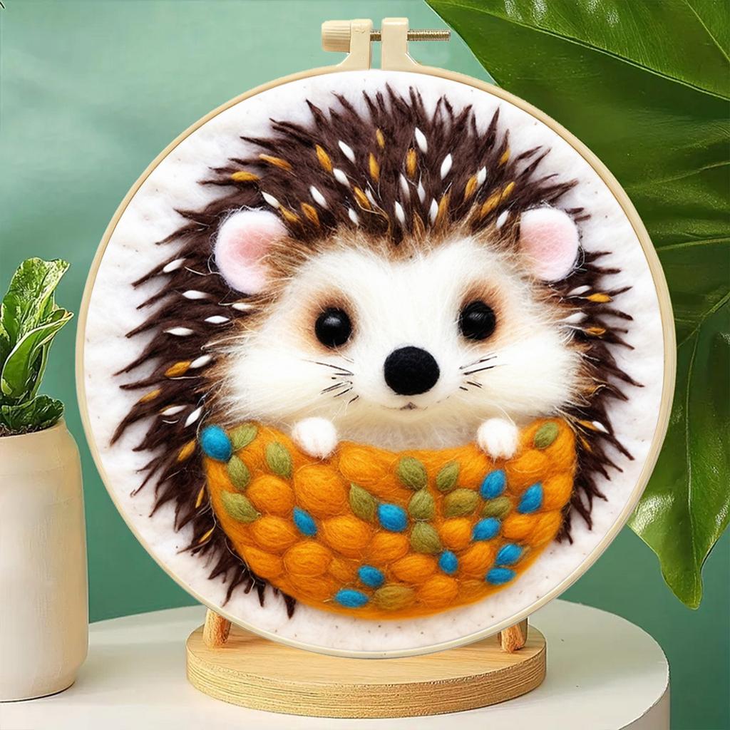DIY Nadelfilz-Set Wollfilz Malerei Tier Serie 20cm Stickrahmen Anfänger Bastelset