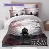 Name Custom Japanese Samurai Pattern Bedding Set Quilt Cover Pillowcase Home Decor Gift (1 * duvet cover + 2 * pillowcase, without core)