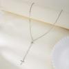Vintage Gold Color Long Chain Cross Drop Necklaces for Women Simple Metal Geometric Bead Tassel Choker Aesthetics Jewelry Gifts