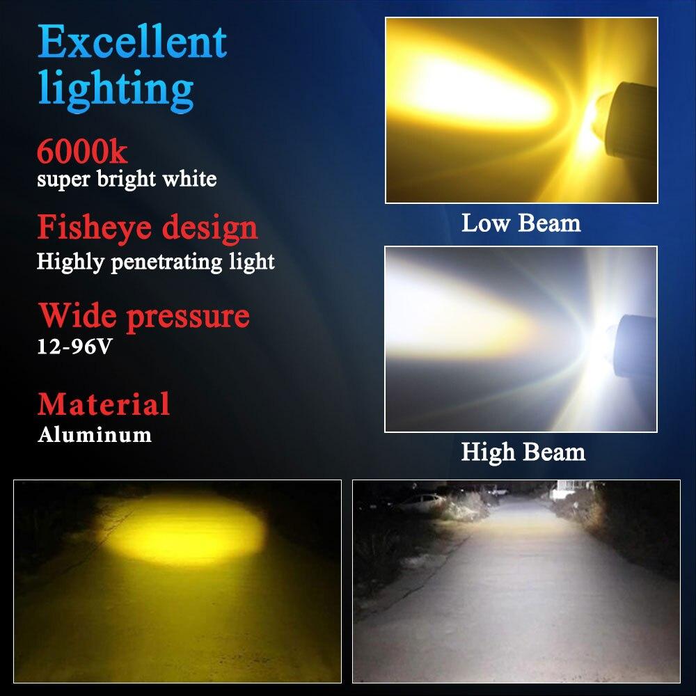 H4 LED Motorcycle Headlight H6 BA20D P15D CSP Led Lens White Yellow Hi Lo Beam Spotlight Motorbike Scooter Running Lamp