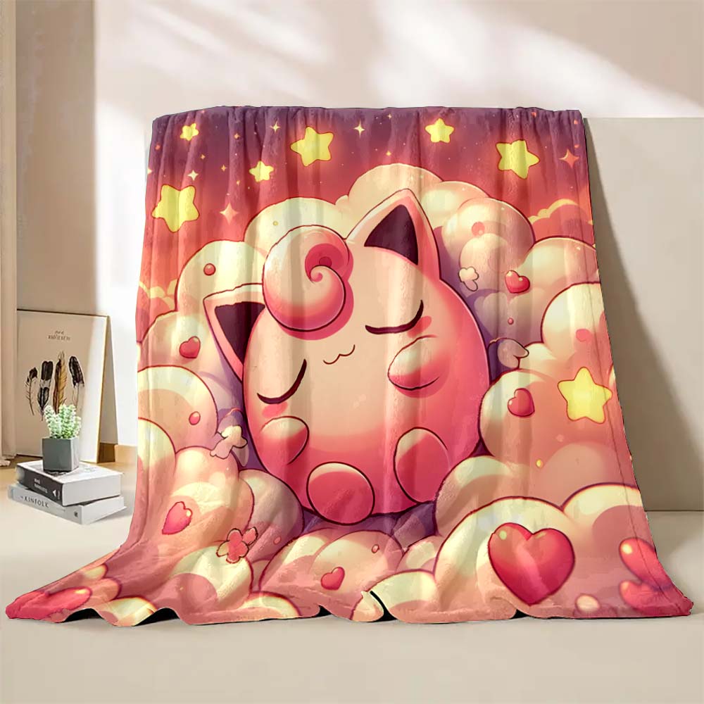 Coperte con Stampa Jigglypuff Pokémon Carino per Adulti Bambini Coperte Calde per Casa Viaggio Morbida e Confortevole Coperta Rosa Regali di Lusso