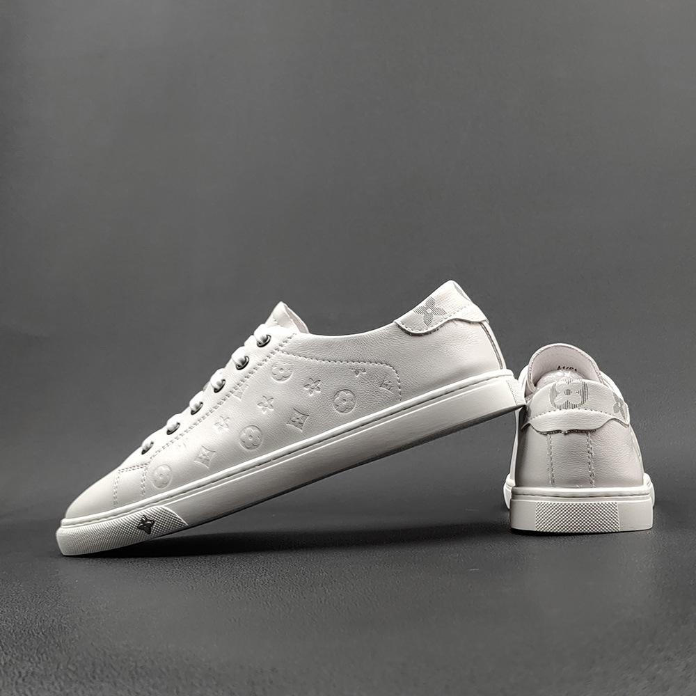 Men's White Shoes European Station Men's Shoes Light Luxury High-end Boys Versatile Shoes White Shoes Leather Board Shoes Men's Trendy Shoes