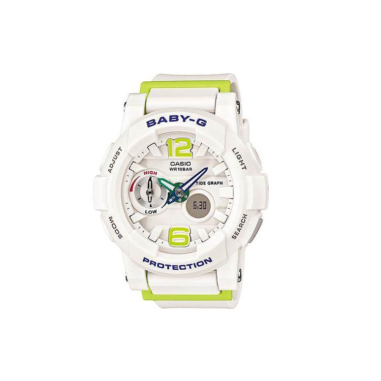 

Casio Baby-G Ocean Style Fashion Trend Vitality Street Classic Dual Display Sports Waterproof Quartz Watch Women watches White BGA-180-7B2 White Dial