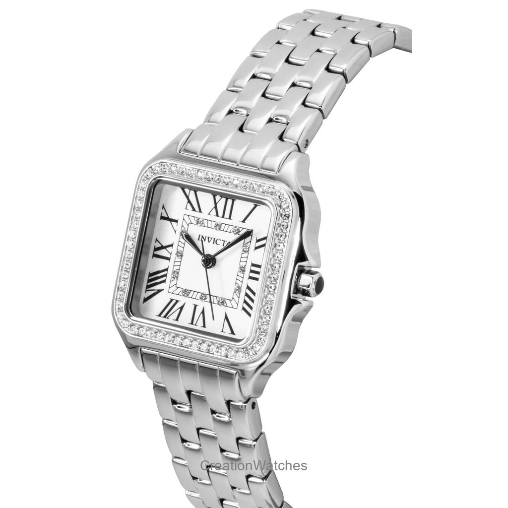 INVICTA Ceas de damă Angel Oțel Inoxidabil Cristal Cadran Argintiu Cuarț 48994