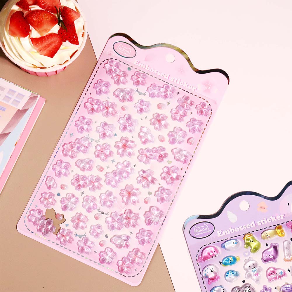 1pcs Cute Marine Animals Astronauts 3D Relief Stickers Kawaii Cartoon Creative Embossed Decals Laptop Phone Notebook Sticker Toy