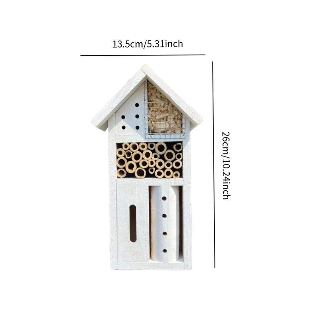 Wooden Bee Habitat Insect Butterfly House Hanging Outdoor Garden Hive House Bug Shelter Nest Box  For Ladybugs Random Color