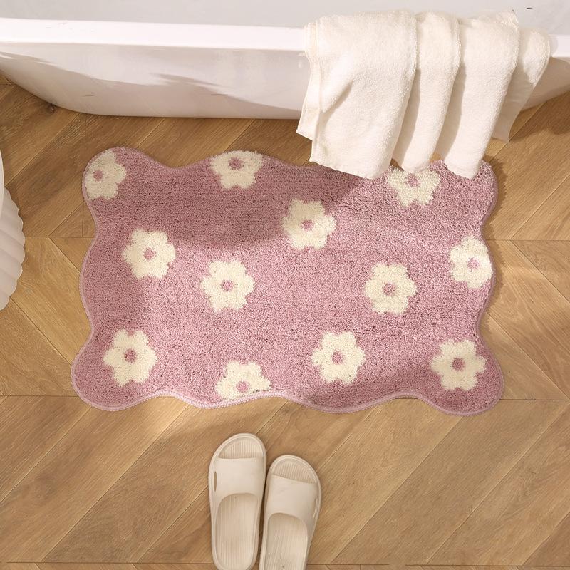 Ins Wind Flower Bathroom Absorbent Floor Mat Household Bathroom Plush Foot Mat Toilet Door Non-slip Mat Carpet