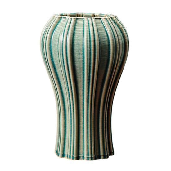 Painted Ceramic Vase Desktop Stripe Art Vase Decorative Flower Vase for Flower Arrangement Living Room Bedroom Decor