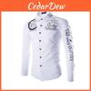 Mens Casual Long Sleeve Shirt With Print Collar And Button Closure