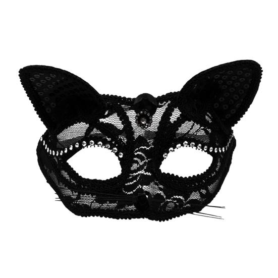 Halloweenská kočičí maska Poloviční obličej Krajková maškarní maska Kočka Liška Zvíře Cosplay Kostým pro Karnevalový ples Party Doplňky