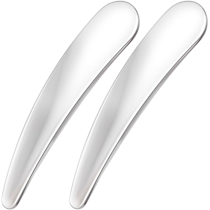 2 шт. Мини-металлические шпатели для макияжа, многоразовые косметические шпатели-ложки для крема, аппликаторы-совки для ухода за кожей, инструменты для массажа лица и красоты для смешивания и отбора проб 2pcs A Style-Silver