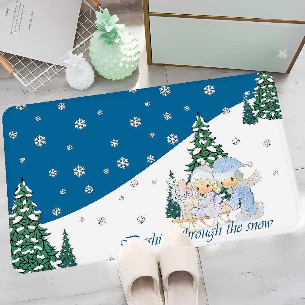 Precious Moments Cute Floor Mat Rectangle Anti-slip Home Soft Badmat Front Door Indoor Outdoor Mat Welcome Doormat