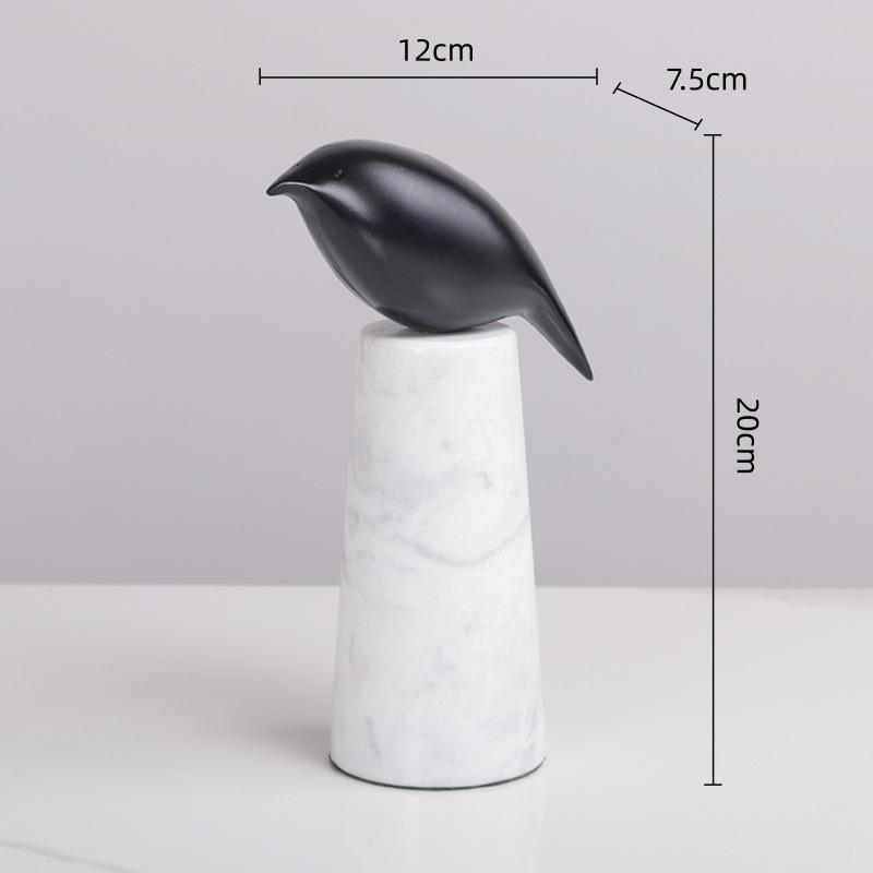 Abstract Animal Sculpture Black Bird Ornaments Marble Statue Geometric Tray Fruit Platter Swallow Home Decoration Accessories