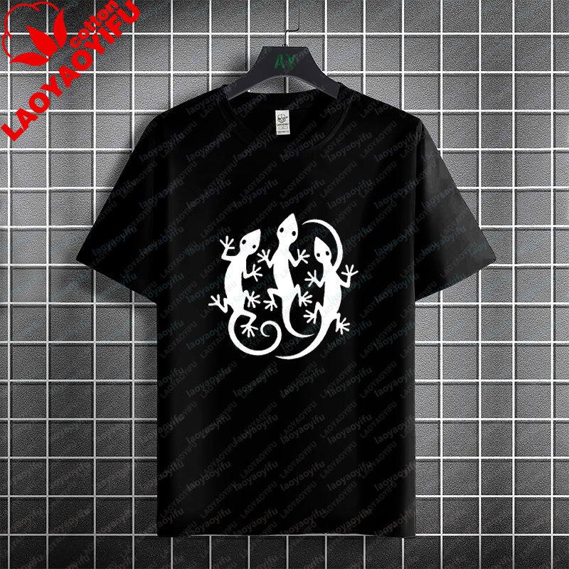 Unisex Unisexs Casual Attire For Geckothemed Streetwear Outfits Pure Cotton Short Sleeve Round Neck Fashion Tshirt