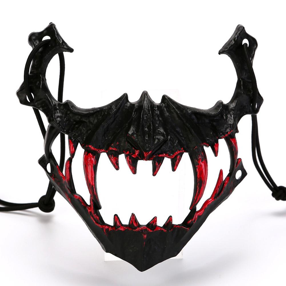 Blood Half-Face Mask Men Dragon Tiger Wolf Mask Horror Halloween Costume Props Skeleton Carnival Mask Party Cosplay Prop