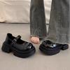 British black platform heightening small leather shoes women's French temperament single shoes 2025 new spring and autumn Mary Jane loafers