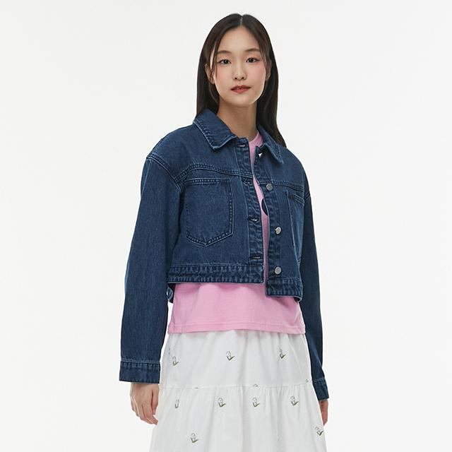 Lap Basic Out-Pocket Crop Denim Jacket Aq1Dz260